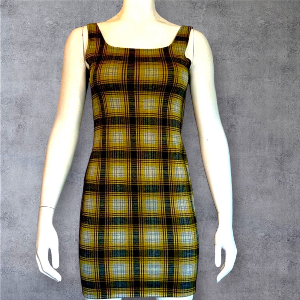 NWT-POPULAR BASICS women’s tank-bodycon  plaid sleeveless dress size M
